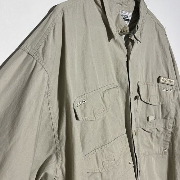 Columbia PPG Tan Beige Long Sleeve Button Down Fishing Shirt Size XXL - Picture 4 of 12